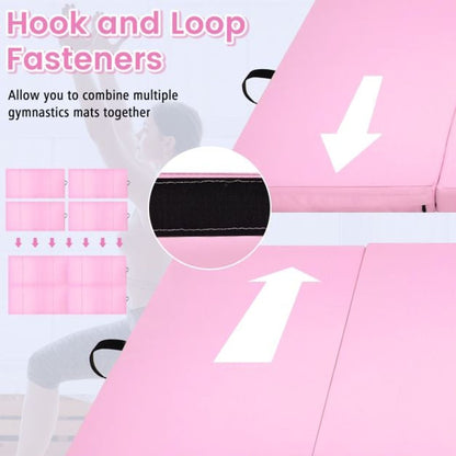 110 KG Max Load Adjustable Ballet Barre and Folding Gymnastics Mat Pink