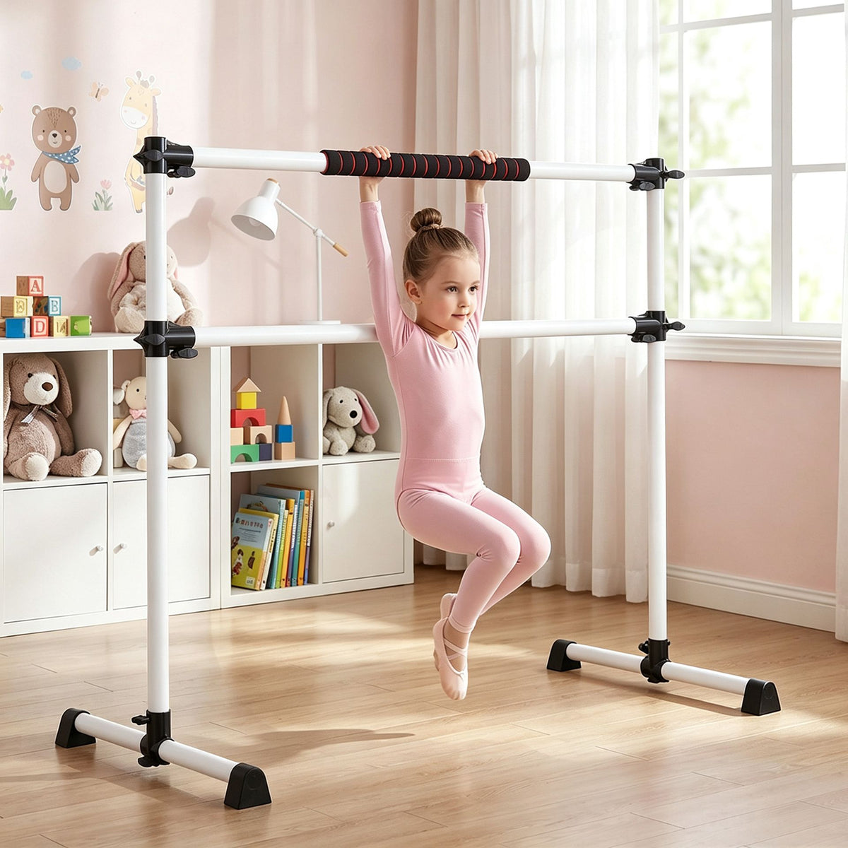 110 KG Max Load Adjustable Ballet Barre for Balance Workout for Strength Training-White