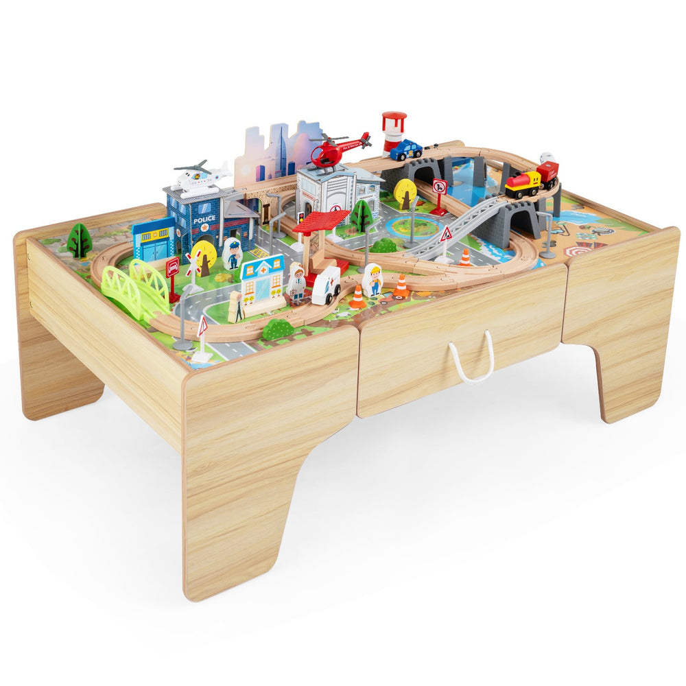 110-Piece Wooden Train Table for Toddlers 3+ Years Old