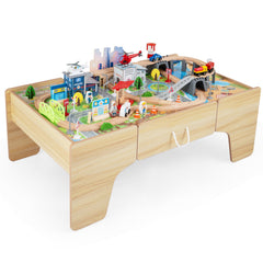 110-Piece Wooden Train Table for Toddlers 3+ Years Old