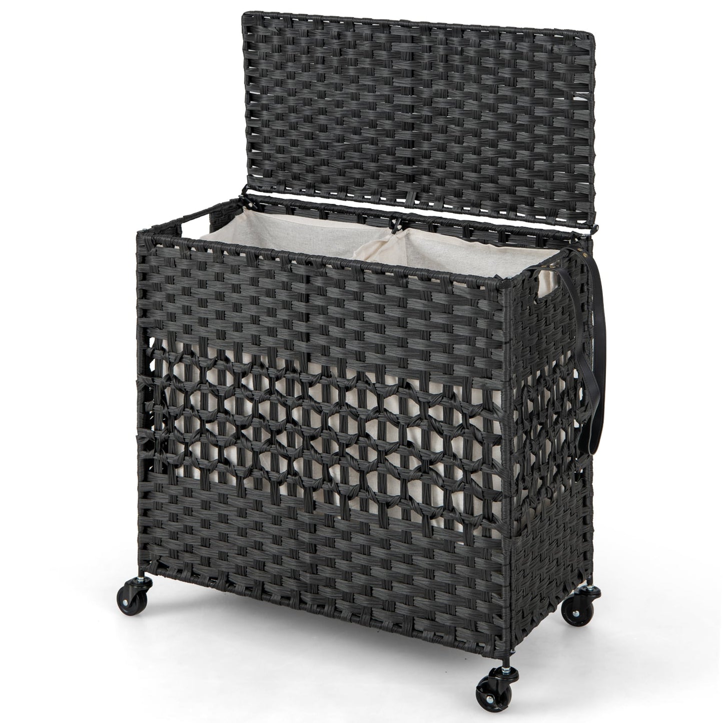 110L Collapsible Laundry Hamper Lid and Removable Liner Bag-Black