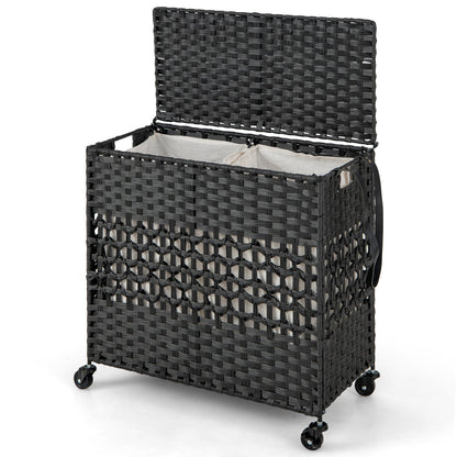 110L Collapsible Laundry Hamper Lid and Removable Liner Bag-Black