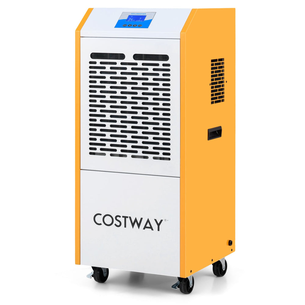 110L/Day Portable Commercial Dehumidifier with Pump Drain Hose-Yellow