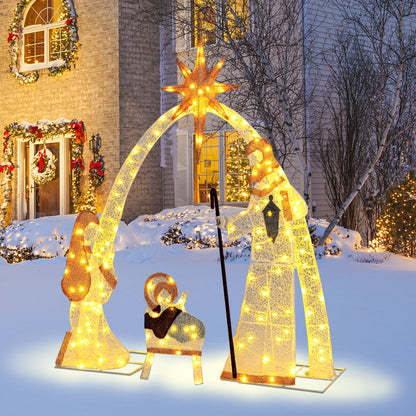 110 cm Christmas Nativity Set with 160 Warm White LED Lights and Zip Ties