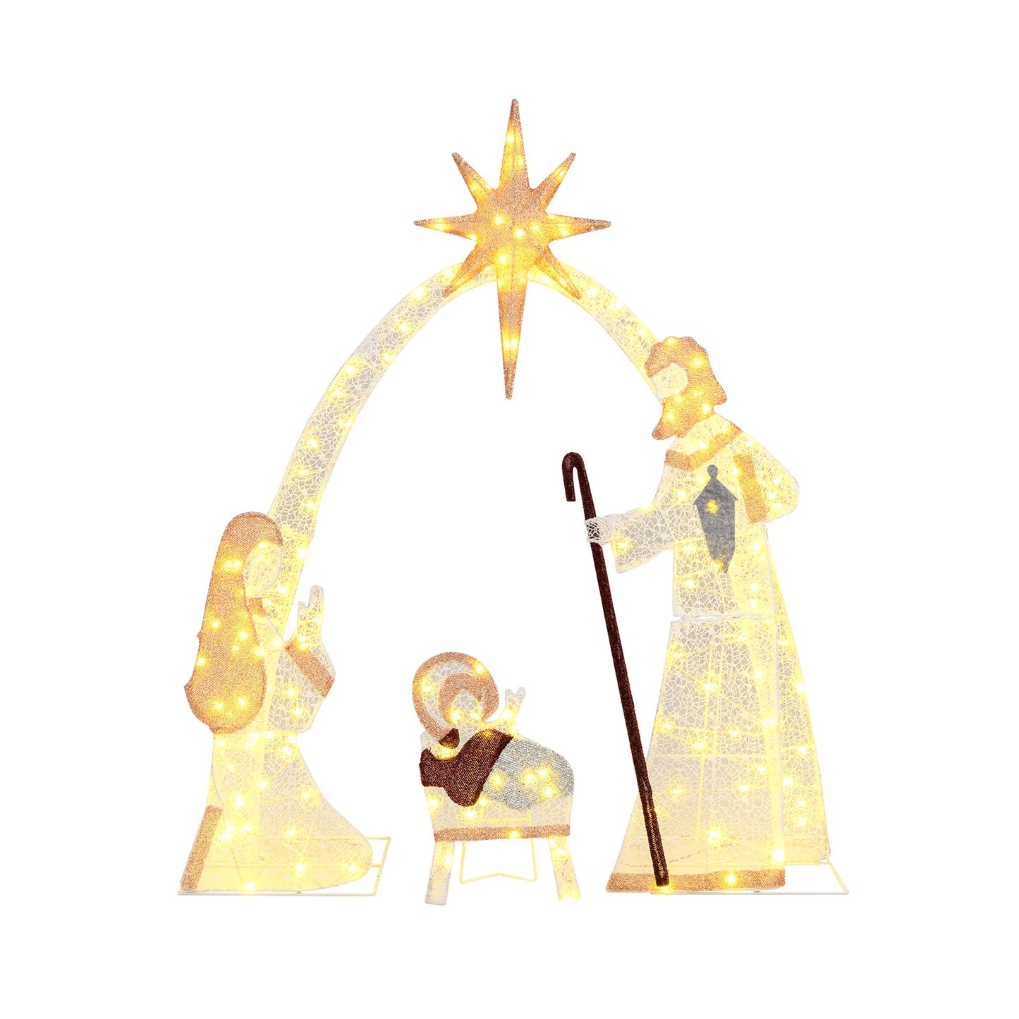 110 cm Christmas Nativity Set with 160 Warm White LED Lights and Zip Ties