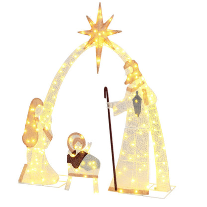 110 cm Christmas Nativity Set with 160 Warm White LED Lights and Zip Ties