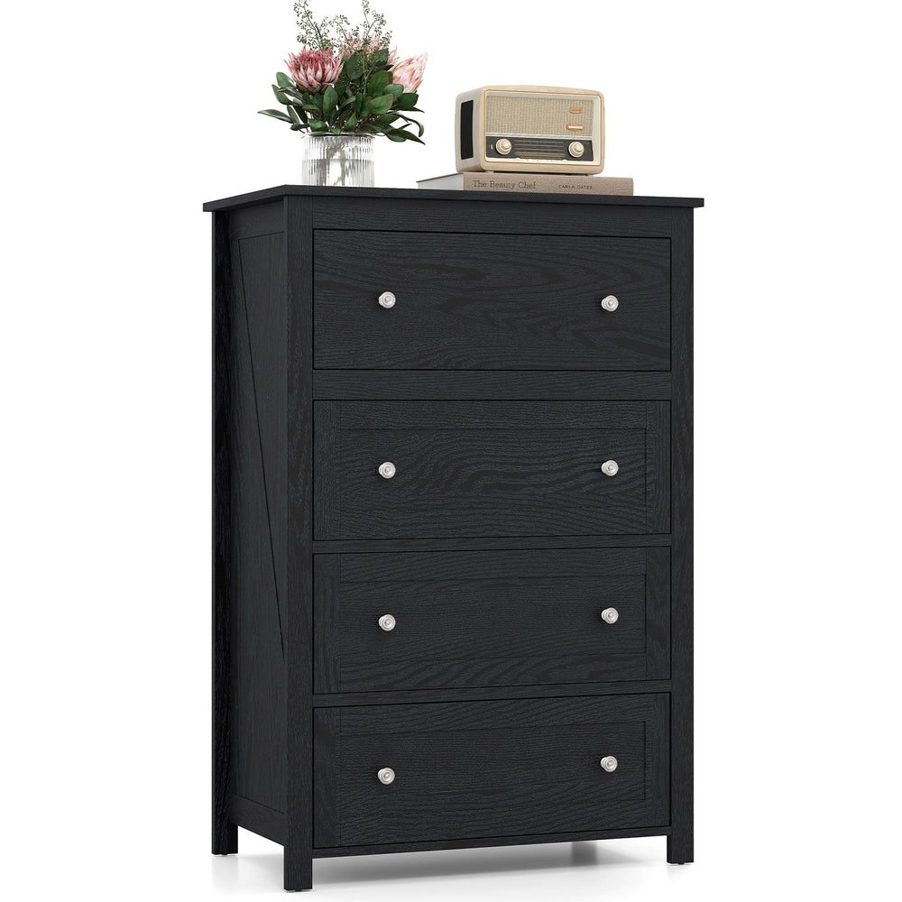 110cm Tall Storage Cabinet Chest of Drawers Clothes Organizer with 4 Drawers-Black