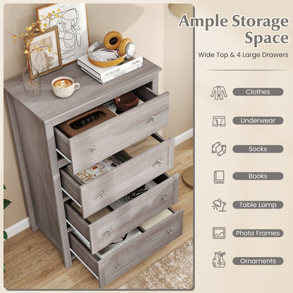 110cm Tall Storage Cabinet Chest of Drawers Clothes Organizer with 4 Drawers-Grey