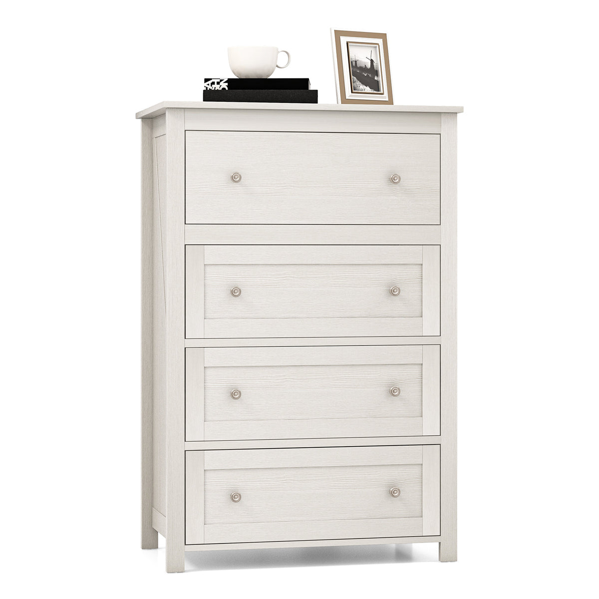 110cm Tall Storage Cabinet Chest of Drawers Clothes Organizer with 4 Drawers-White