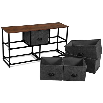 Wood Dresser Storage Unit Side Table Display Organizer-Black