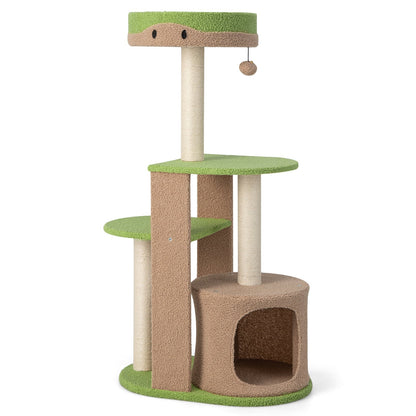 111 cm Multi-level Cat Tree with Condo and Plush Perch-Green
