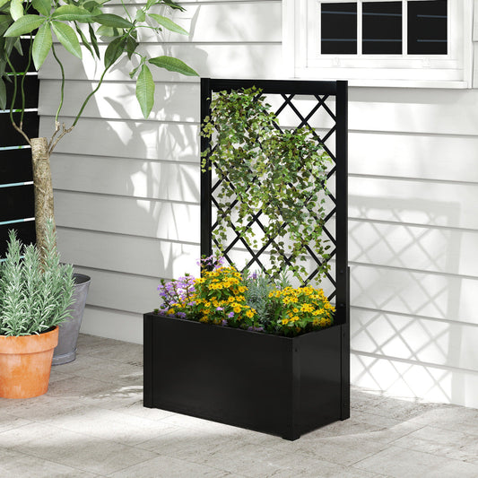 112CM Metal Planter Box with Trellis for Climbing Plants-Black