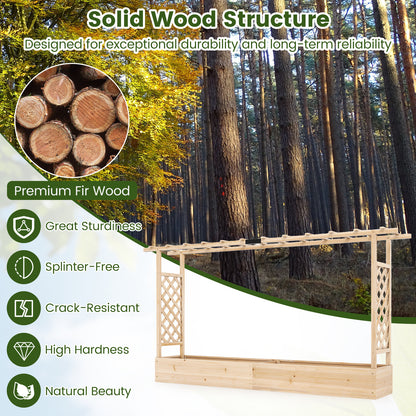 114 cm Tall Wooden Raised Garden Bed with Side Trellis-Natural