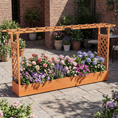 114 cm Tall Wooden Raised Garden Bed with Side Trellis-Orange