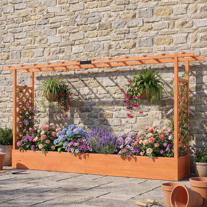 114 cm Tall Wooden Raised Garden Bed with Side Trellis-Orange