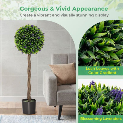 115 CM Artificial Boxwood Topiary Tree Fake Lavender Ball Plant-Green