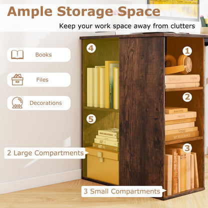 115 CM Computer Desk with 5 Storage Compartments-Brown