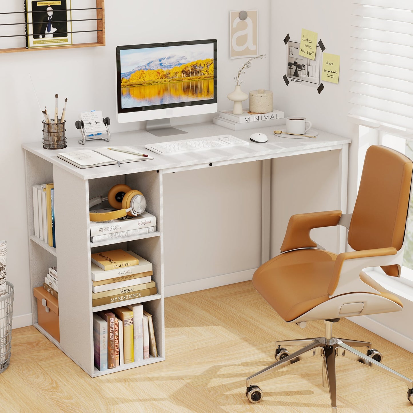 115 CM Computer Desk with 5 Storage Compartments-White