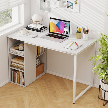115 CM Computer Desk with 5 Storage Compartments-White