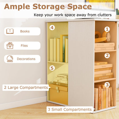 115 CM Computer Desk with 5 Storage Compartments-White