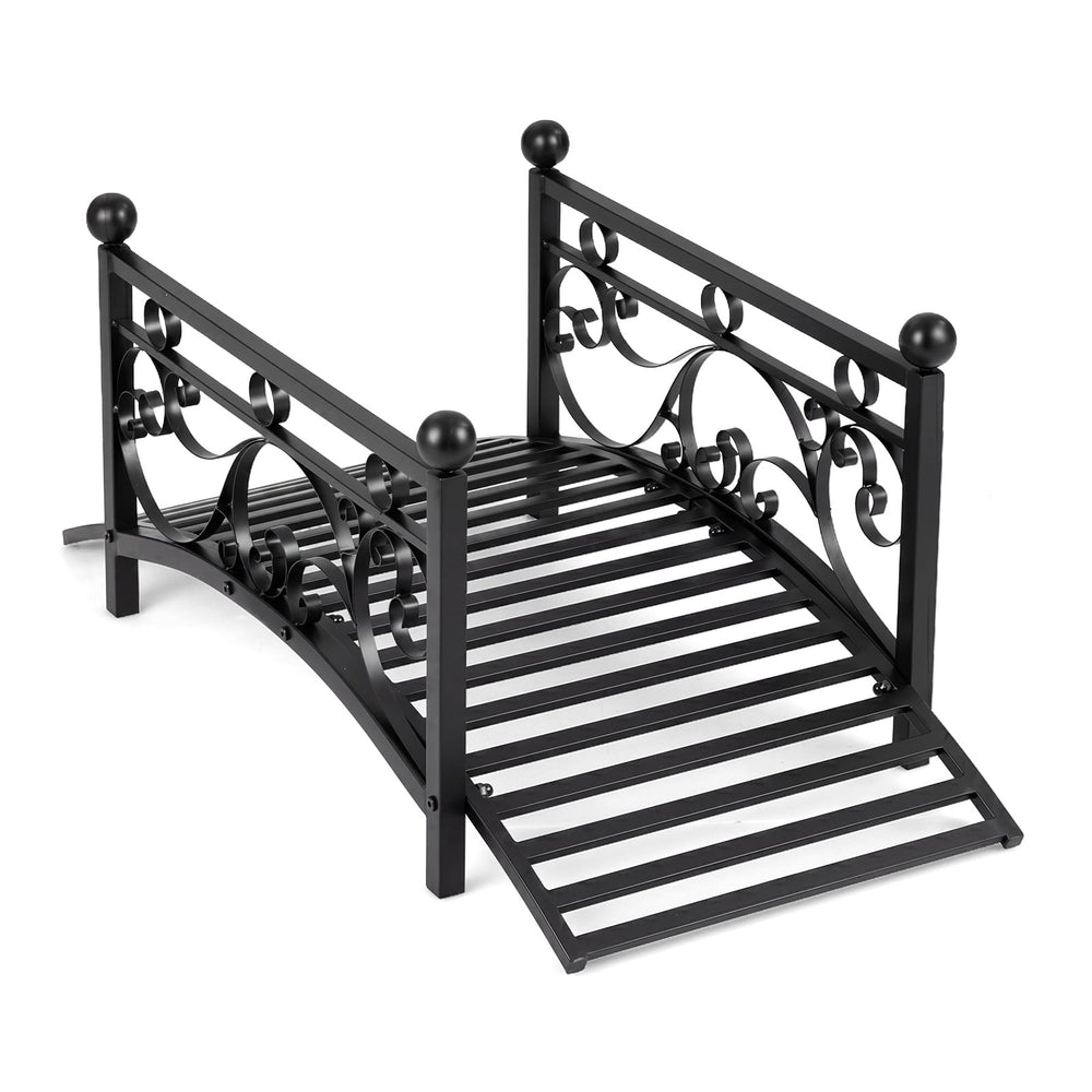 118 cm/101.5 cm Garden Metal Bridge with Dual Patterned Side Rails-S