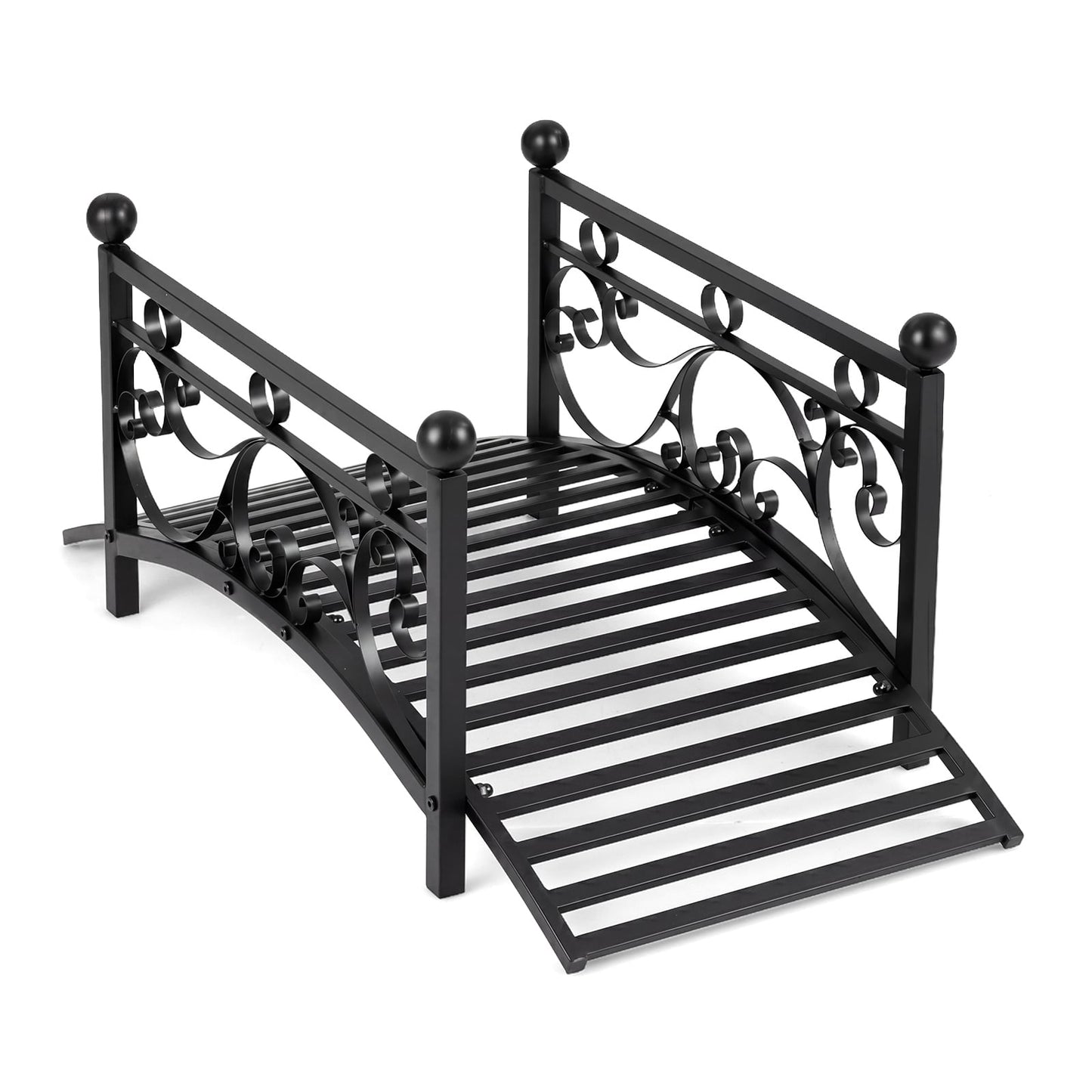 118 cm/101.5 cm Garden Metal Bridge with Dual Patterned Side Rails-S