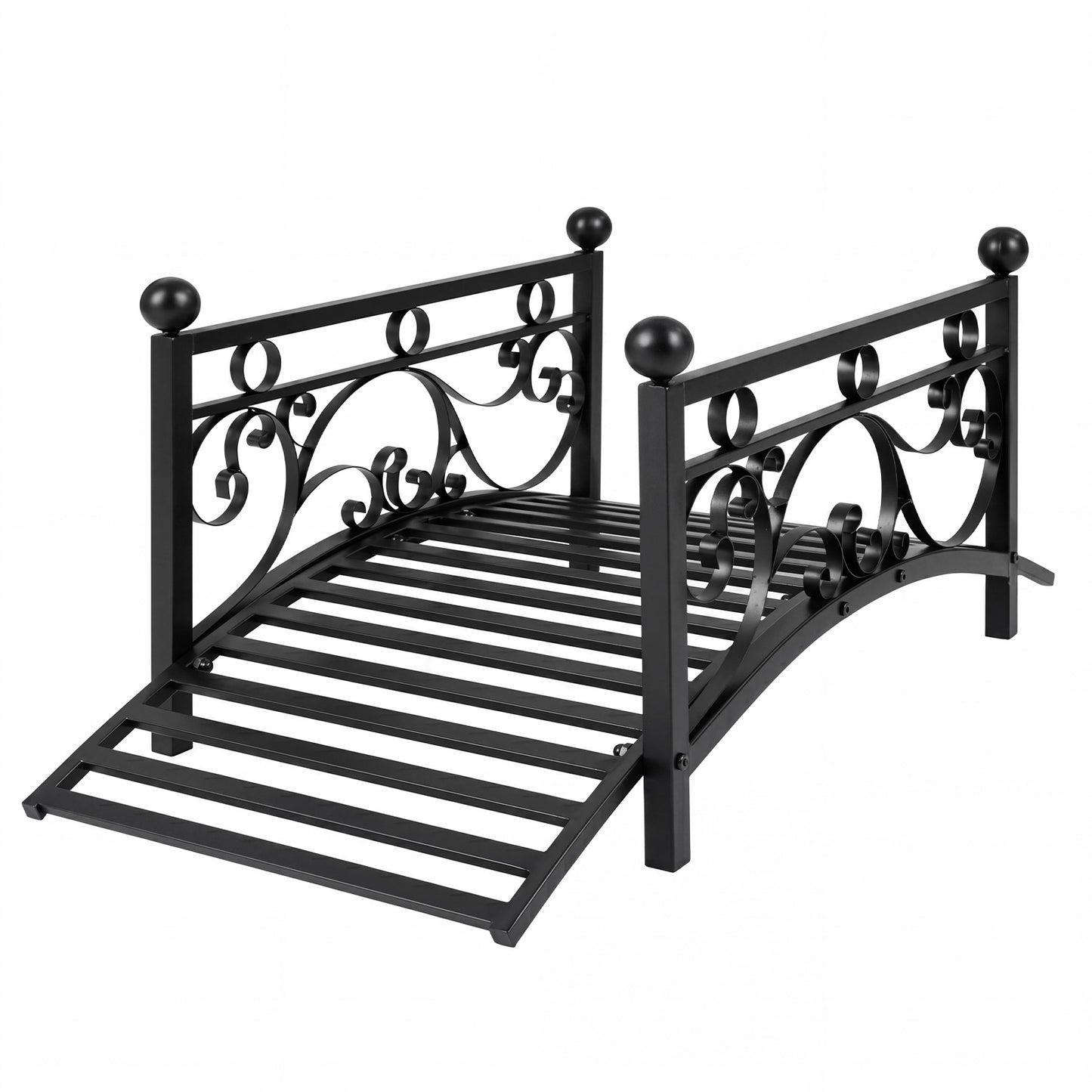 118 cm/101.5 cm Garden Metal Bridge with Dual Patterned Side Rails-S