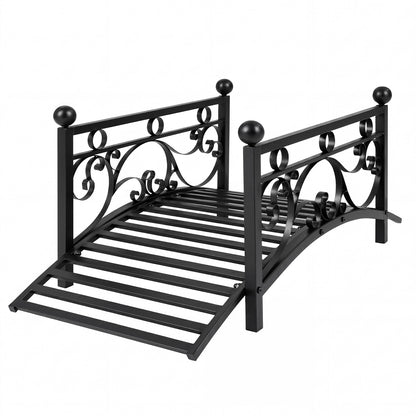 118 cm/101.5 cm Garden Metal Bridge with Dual Patterned Side Rails-S
