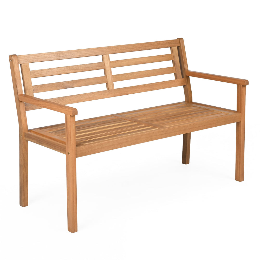 119 cm 2-Person Outdoor Loveseat Bench with Armrests and Backrest for Backyard