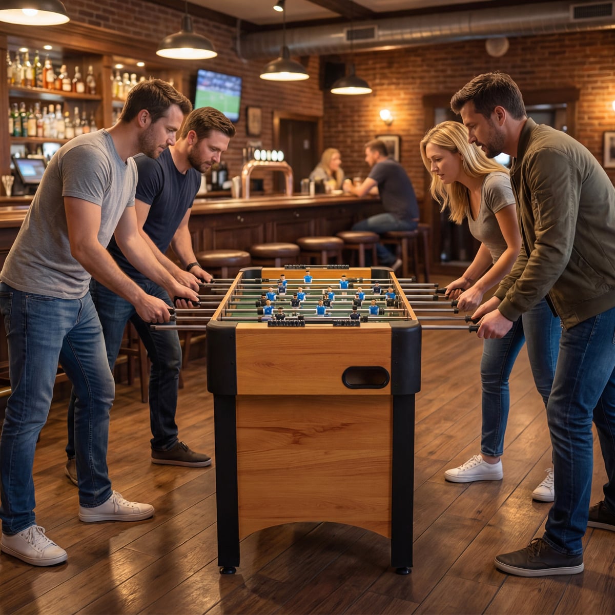 119 CM Competition Full Size Soccer Game Table with 22 Players-Natural