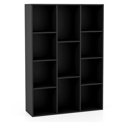 11-Cube Bookcase Modern Geometric Bookshelf with Anti-tipping Kits-Black