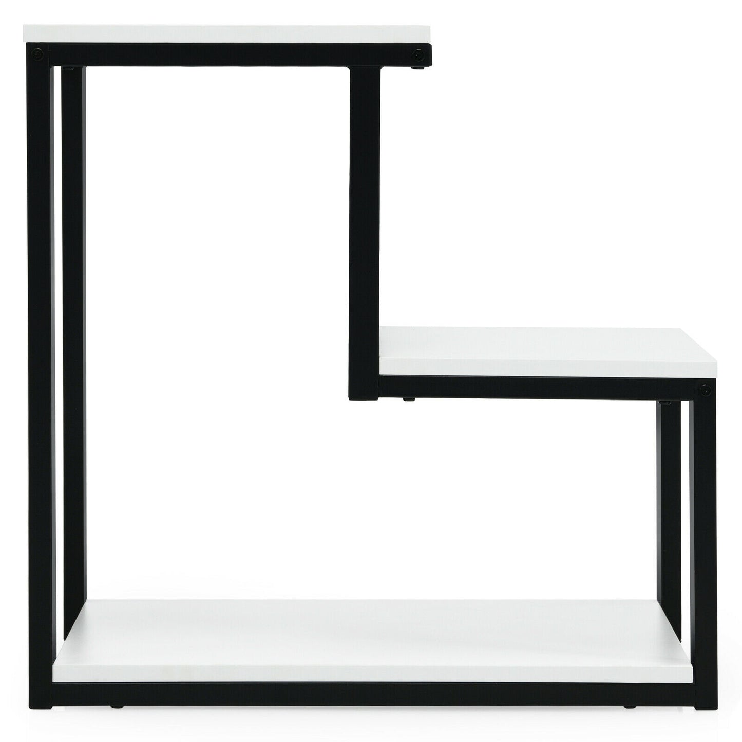 Industrial Styled End Table with 3 Shelves-White