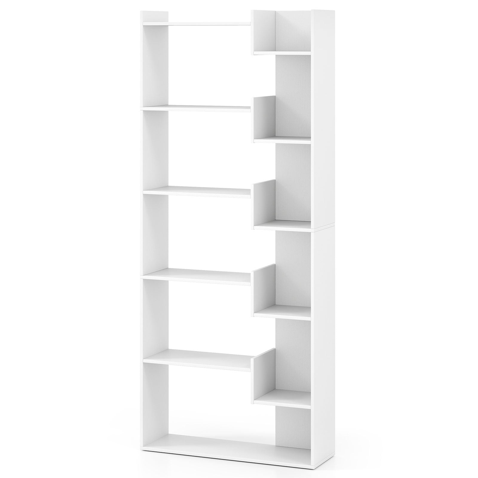 11-Shelf Wooden Bookshelf with 2 Anti-Tipping Kits-White