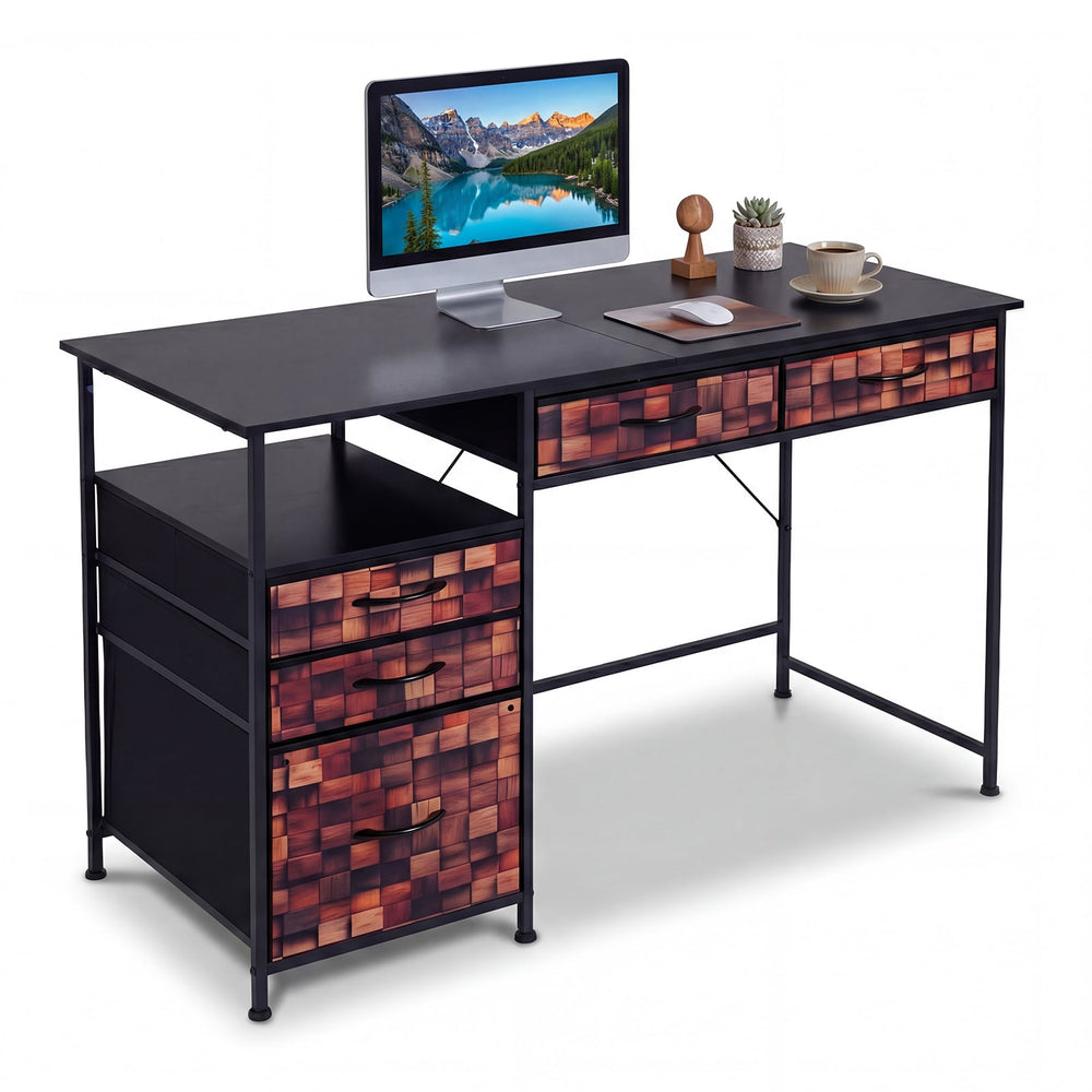 120 CM Computer Desk Home Office Desk with Metal Frame-Coffee