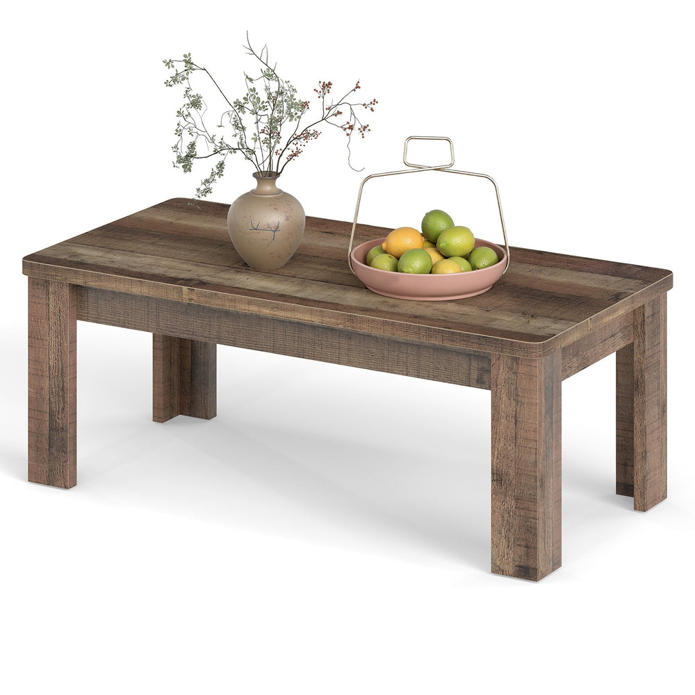 120 cm Farmhouse Coffee Table with Spacious Tabletop-Brown