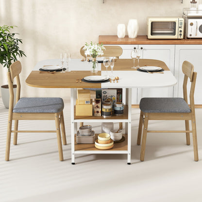 120 cm Modern Dining Table with Mix-colored Tabletop-Natural