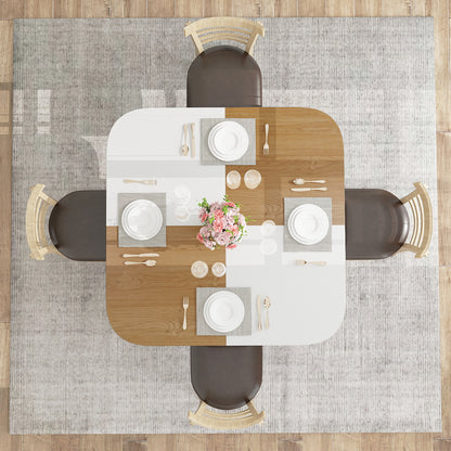 120 cm Modern Dining Table with Mix-colored Tabletop-Natural