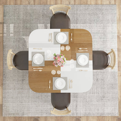 120 cm Modern Dining Table with Mix-colored Tabletop-Natural