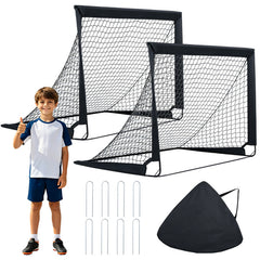 120 x 92 cm Set of 2 Pop Up Football Nets with Carry Bag and 8 Ground Stakes