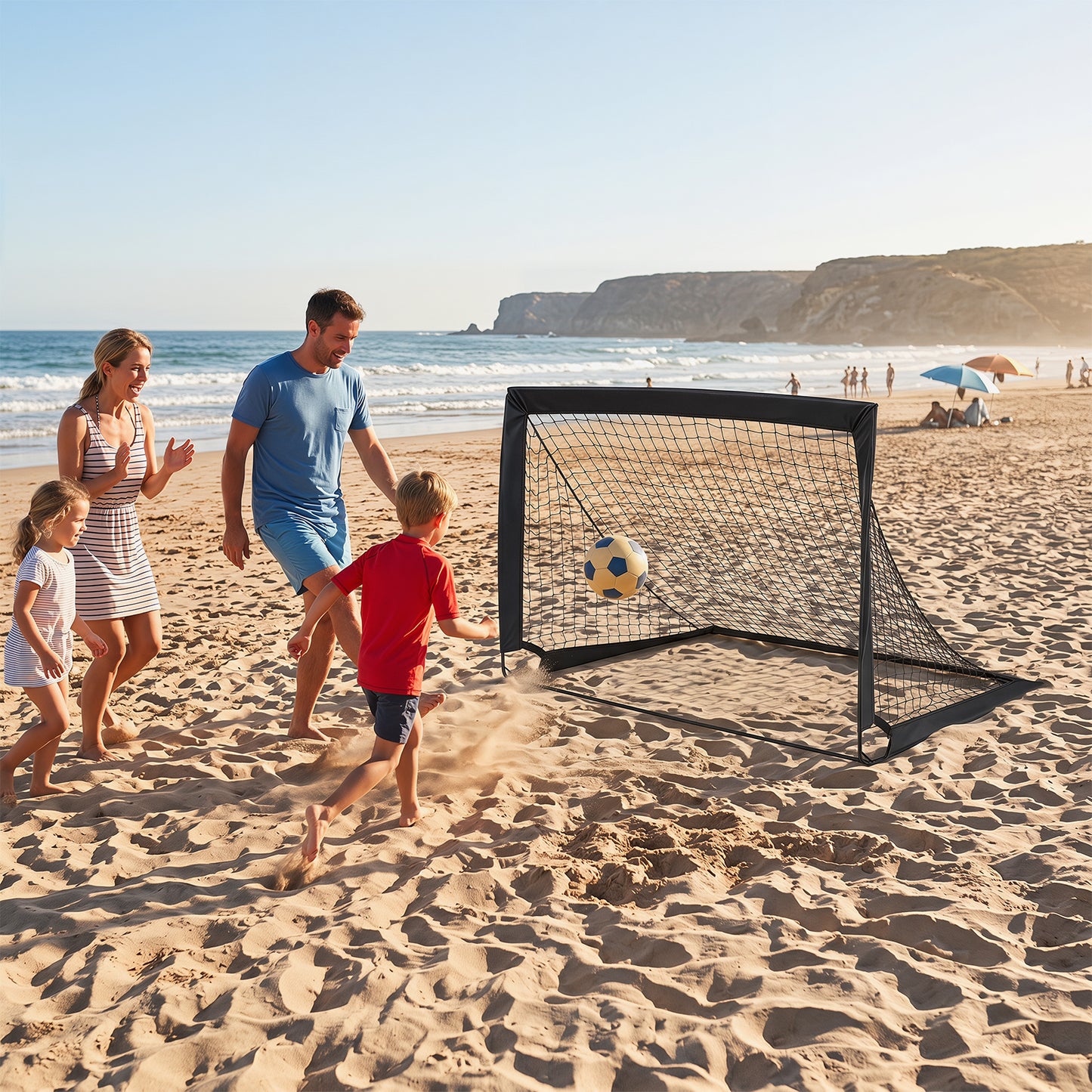 120 x 92 cm Set of 2 Pop Up Football Nets with Carry Bag and 8 Ground Stakes