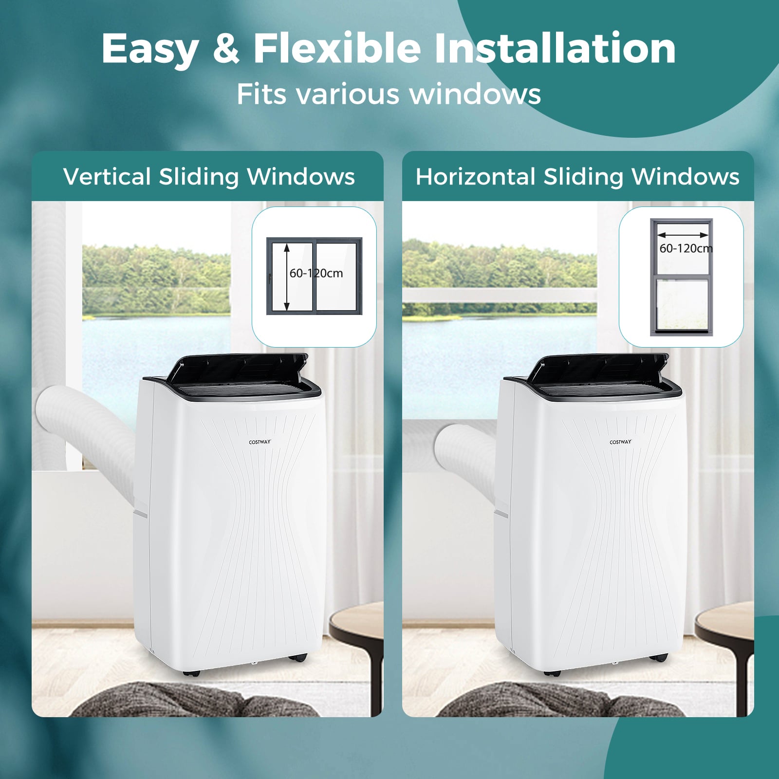 12000 BTU Portable Air Conditioner with Heat-White