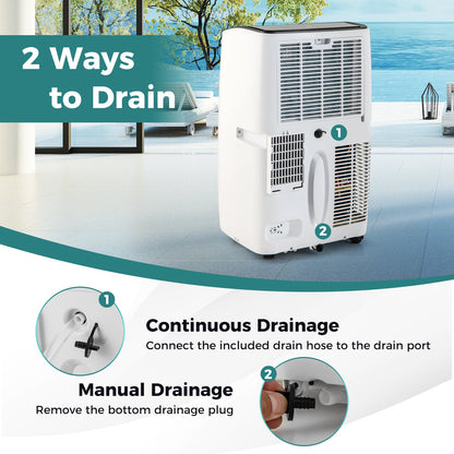 12000 BTU Portable Air Conditioner with Heat-White