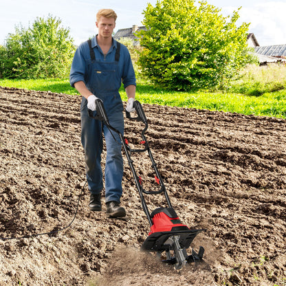 1200W Powerful Foldable Garden Rototiller for Lawn Soil Digging-Red
