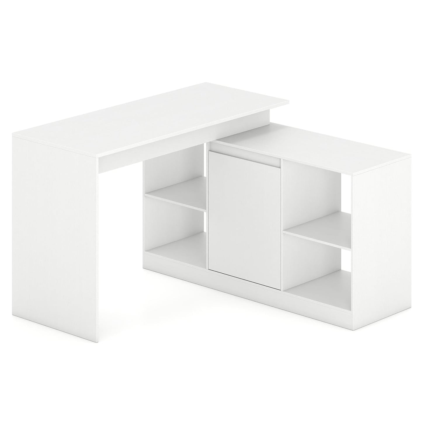 120CM Reversible Corner Writing Desk with 2-Way Cabinet-White