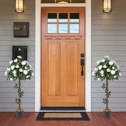 120 CM Artificial Flower Tree Faux Floral Plant with White Roses