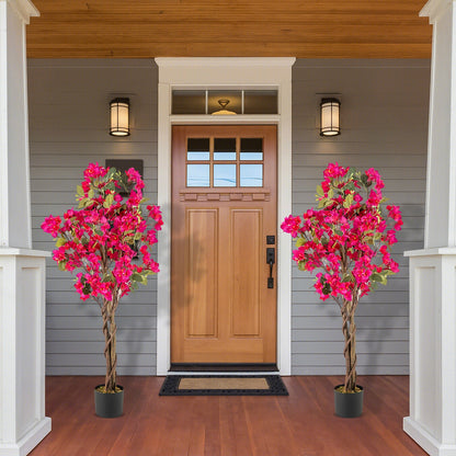 120 CM Tall Artificial Bougainvillea Tree with Blooming Flowers- Rose