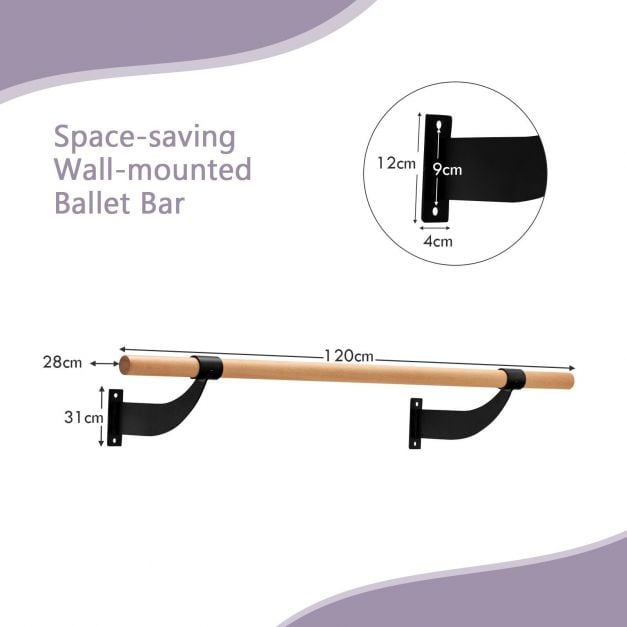 4 Feet Wall-Mounted Ballet Barre for Yoga-Black