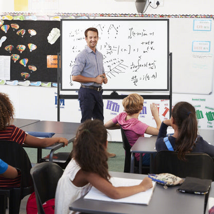 32 x 47 Inch Portable Rolling White Board-Black