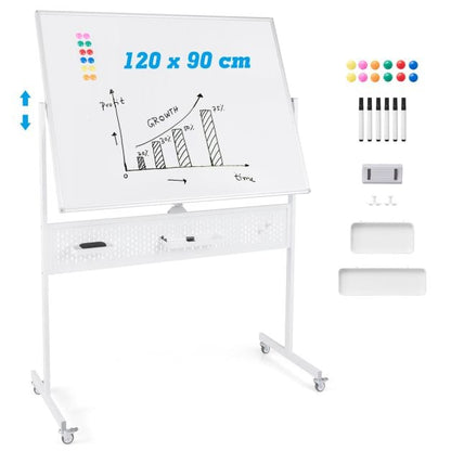 120 x 90 CM Double-Sided Dry Erase Mobile Board with Stand-White