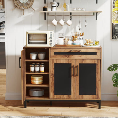 120cm Sideboard Buffet Cabinet with Drawer and 3 Doors for Kitchen-Natural